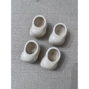 Vintage Porcelain Escargot Snail Pots  Set of 4 Pale Ceramic Glazed Glossy